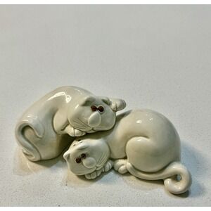 Vtg Fitz And Floyd Cat‎ Nap Salt Pepper Shakers Sleeping Kittens Ceramic